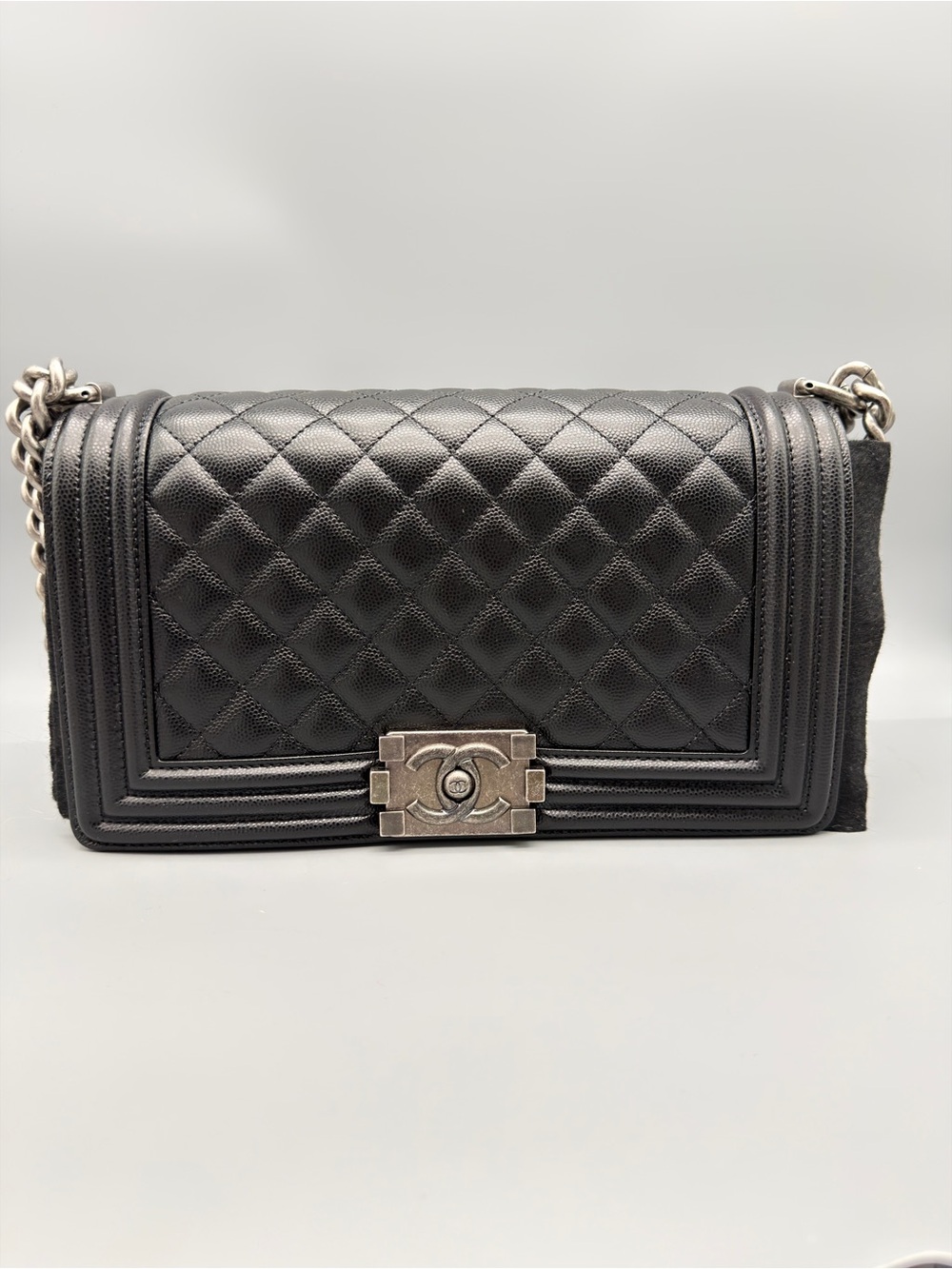 Chanel Black Quilted Caviar Boy Flap Shoulder Bag
